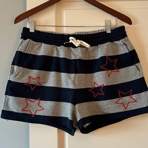 Striped Gray and Black Shorts with Red Stars!  Hardly worn